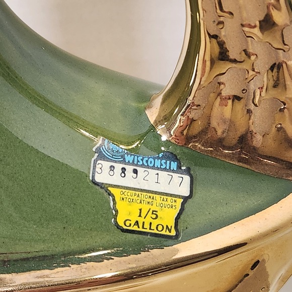 VTG 1967 Jim Beam Whiskey Decanter The Executive Series‎ Weeping Gold Green - Picture 7 of 11